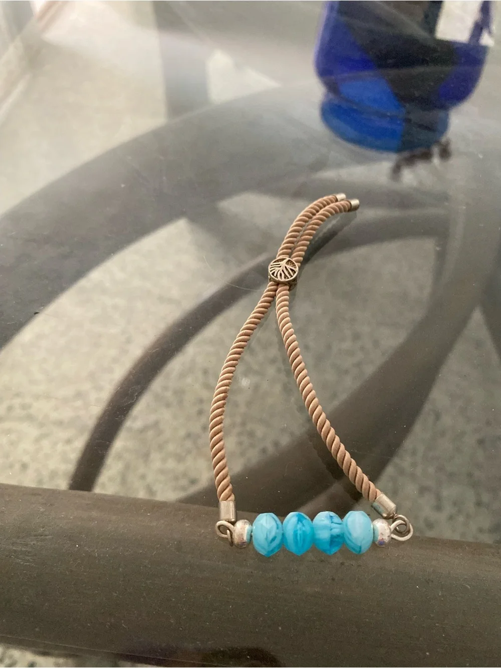 Handcrafted Blue Bead Rope Bracelet - Unbranded